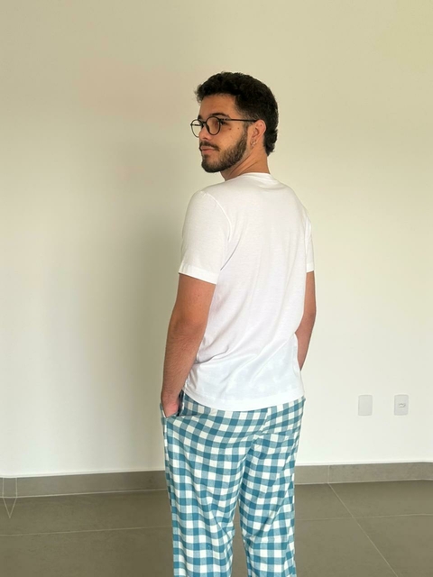 Calça de Flanela Turquesa Masculina - comprar online