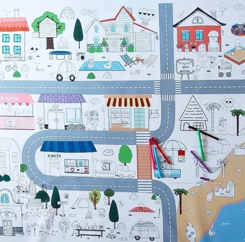 Lona lavable para pintar *Mi Barrio*