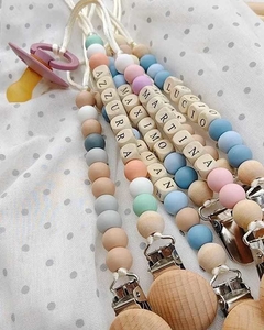 Portachupetes Personalizados con Broche Madera o Silicona: A Pedido!!!