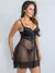 Camisola com Bojo e Aro em Tule e Renda Preta - comprar online