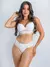 Conjunto Cropped com Bojo e Aro em Renda Branco