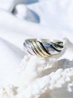 ANILLO PLATA Y ORO, TORZADO