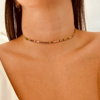 Choker dourada colorida Liliz