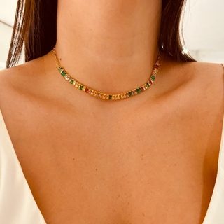 Choker Rivera Dourada Colorida