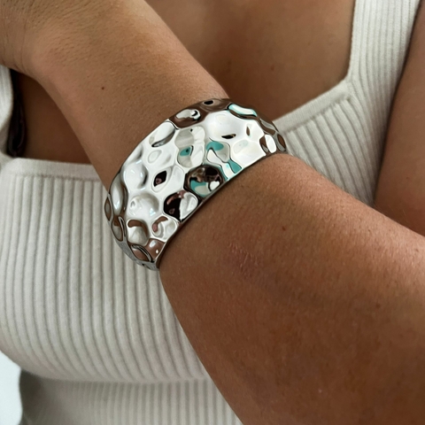 Bracelete Prata Martelado