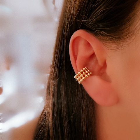 Fake Piercing Dourado Três bolinhas