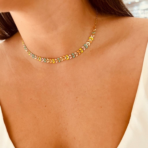 Choker de Escama Esmaltada Tons Pastéis