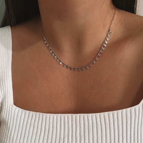 Choker Prata de Moedas Brilhas Cloe