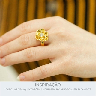 Anel de Flor Dourado Ajustável