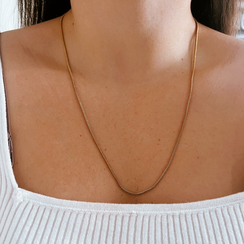 Colar longo Dourado Aço Cirúrgico rabo de rato