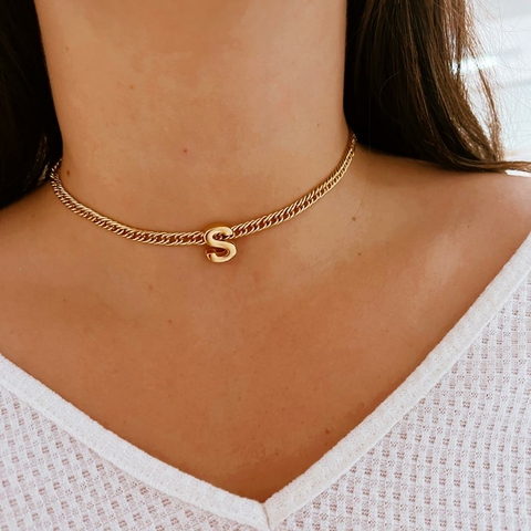 Choker Corrente Dourada Inicial