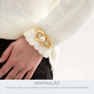 Bracelete dourado com Pérola Angela