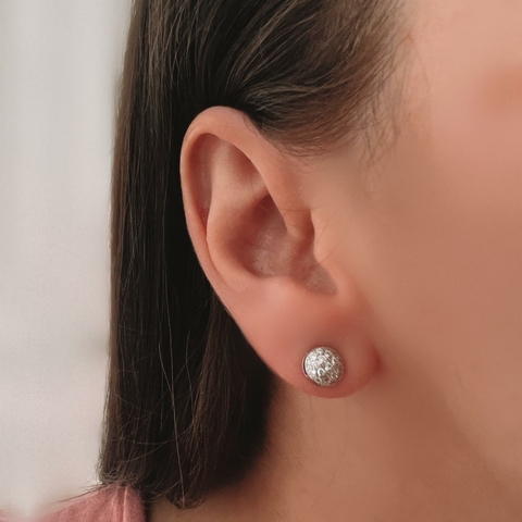 Brinco Prata de bolinha Cravejada Paula