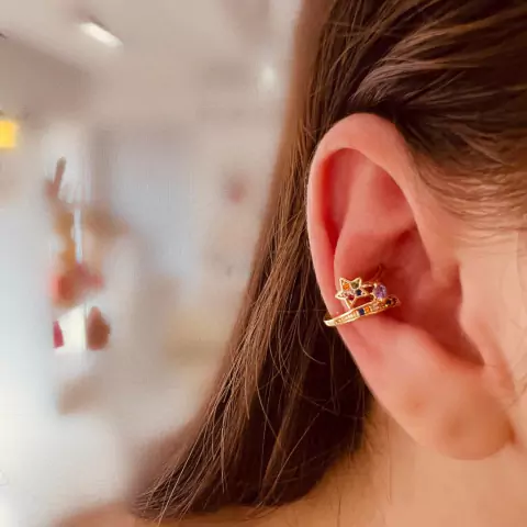 Fake Piercing Dourado Colorido Estrela