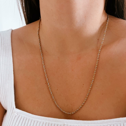 Colar fio baiano Longo Dois banho Aço Cirúrgico