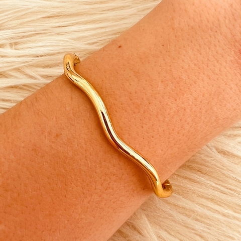 Bracelete Dourado Onda