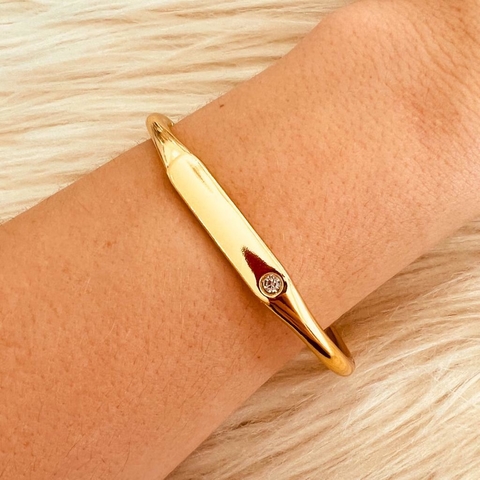 Bracelete Dourado Com pedra de Zircônia