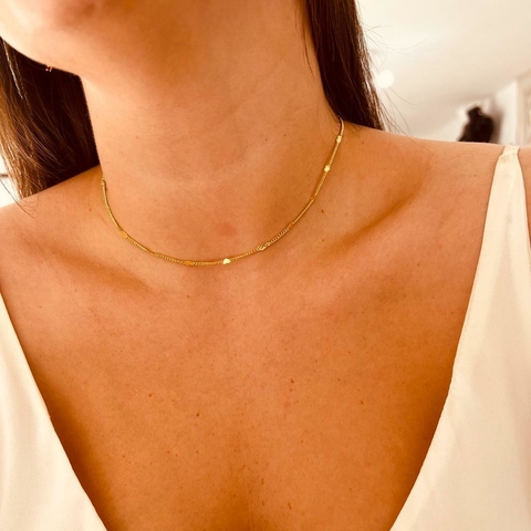 Choker Dourada Coração Deb