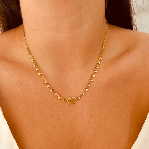 Choker Dourada Coração Rhaiza