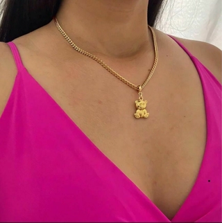 Colar Dourado Urso Ted Corrente Laiza