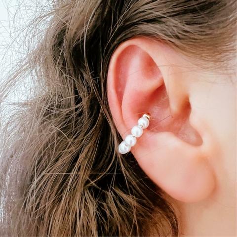 Fake Pircing Dourado de Pérolas Ana