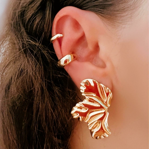 Mix de Brinco Folha Dourado com Fakes Piercing
