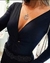 Body manga longa decote cruzado