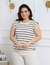 Blusa plus size listrada manga japonesa na internet
