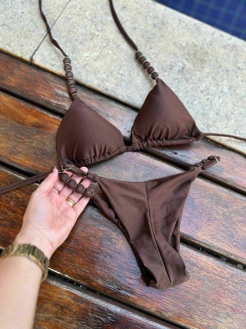 Biquíni Cortininha marrom - comprar online