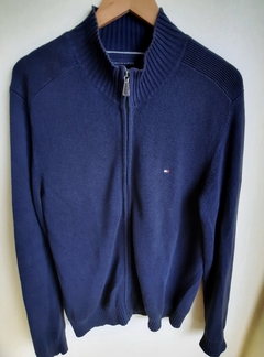 Sweater cardigan de hilo azul TOMMY HILFIGER