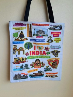 Tote bag INDIA blanca