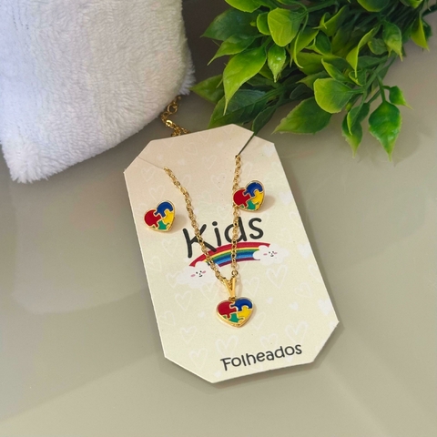 Conjunto Infantil Colar + Brincos Autismo