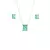 Conjunto pedra fuscion retangular turmalina - banho de ouro