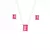 Conjunto pedra fuscion retangular pink- banho de ouro - comprar online