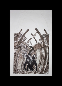 Serie "Muros Internos": Entre los pilares de la existencia / 2013 / Técnica mixta / 45 x 71 cm.
