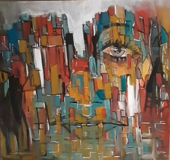 Donde lo visible se diluye / 2024 / Acrílico sobre lienzo / 100 × 100 cm.