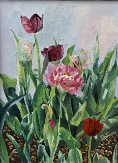 "LAS FLORES II" - OLEO ESPATULADO - BASTIDOR ENTELADO - 30X40 - ENMARCADO - AÑO 2021 -