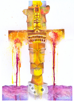 Identidad - Pieza de 25x35 cm, sobre papel, con ecoline y lápices de color- 2019