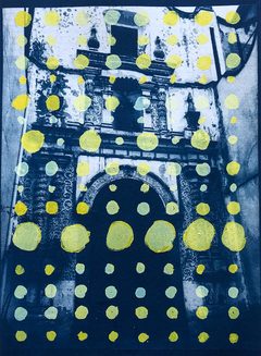Curiosidad del Culto / Cianotipo sobre papel y acrílico / 2020 / 17,5 x 24,5 cm /Valor 150 USD