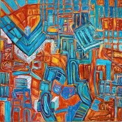 Descarga cromática / 2020 / Óleo sobre lienzo / 100 x 100 cm. / $1500