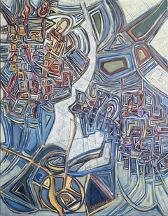 Diálogo invisible / 2023 / Óleo sobre lienzo / 90 x 70 cm. / $1000