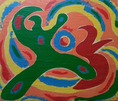 "Hacia otra dimensión"; técnica: Acrílico sobre tabla; medidas: 66x56 cm; Precio: US $600.