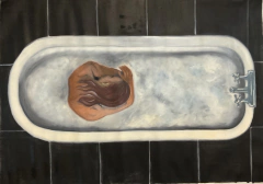 Pensar / Óleo sobre tela sin bastidor / 1,28 cm x 90 cm