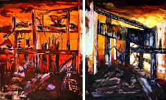 Andamios / Acrílico sobre lienzo / 170 x 290 cm. / 2019