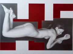 "Promesa". Técnica: Lápiz y acrílico sobre papel. Tamaño: 56 x 86 cm. Precio: $900 USD.
