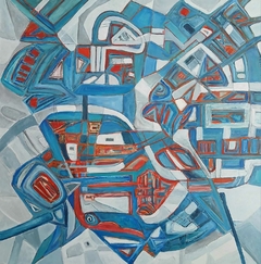 Metamorfosis azul / 2025 / Óleo sobre lienzo / 100 x 100 cm. / $1500
