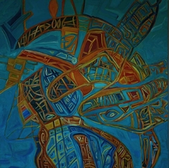 Navegación utópica / 2023 / Óleo sobre lienzo / 100 x 100 cm. / $1500