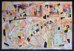Sunrise Celebration / 37"H x 54"L x 0.1"D / Acrylic and Resin on unstretched canvas / USD 4,800 en internet