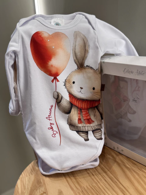Box Presente Body Paninho de Boca e Sapatinho Bebezinho a Caminho Baby Aruna 2175