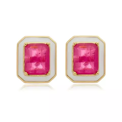 Brincos pedra fushion pink.